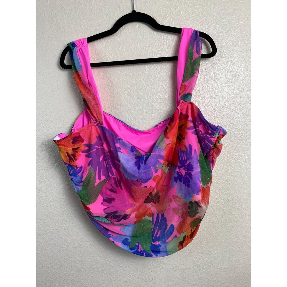 Asos Design Women Cropped Top‎ Multicolor floral Plus Size 26 Boho Colorful